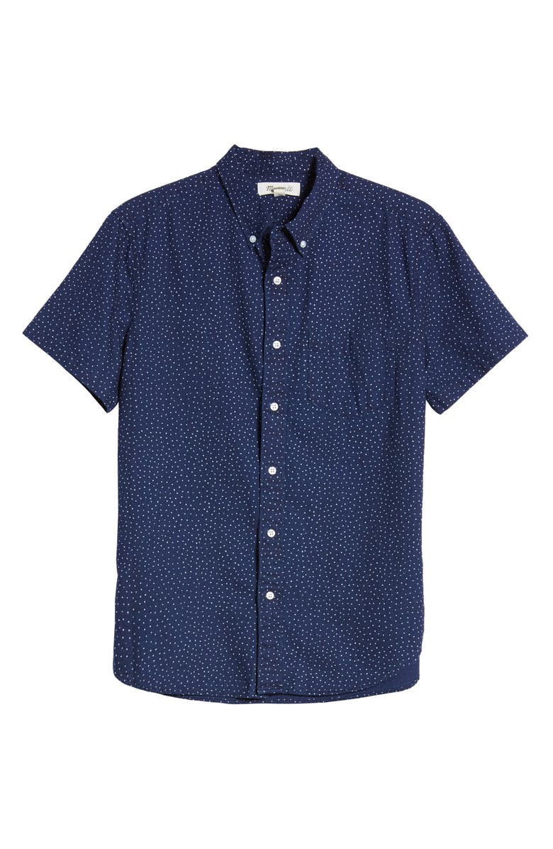 Madewell Indigo Dots Short Sleeve Button-Down Shirt, Alternate, color, 