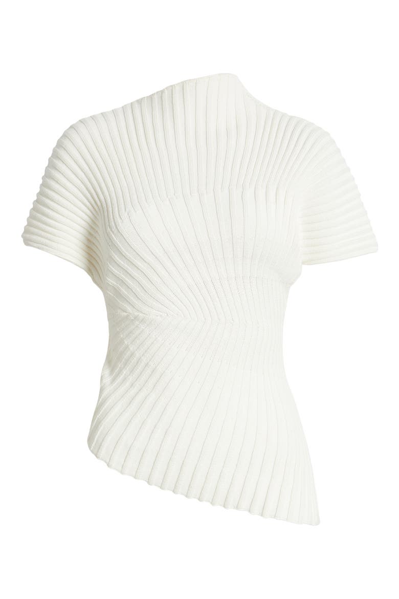 Annemie Cotton Asymmetric Funnel Neck Knit Top, Alternate, color, OFF WHITE