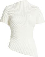 Cult Gaia Annemie Cotton Asymmetric Funnel Neck Knit Top