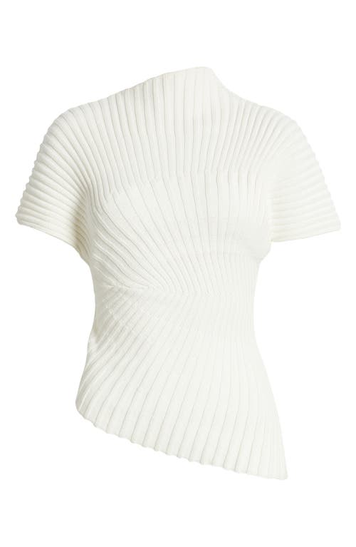 Cult Gaia Annemie Cotton Asymmetric Funnel Neck Knit Top In Off White
