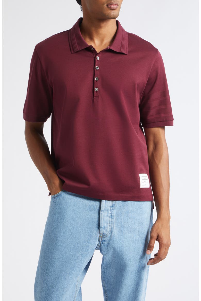 4-Bar Cotton Jersey Polo, Main, color, BURGUNDY