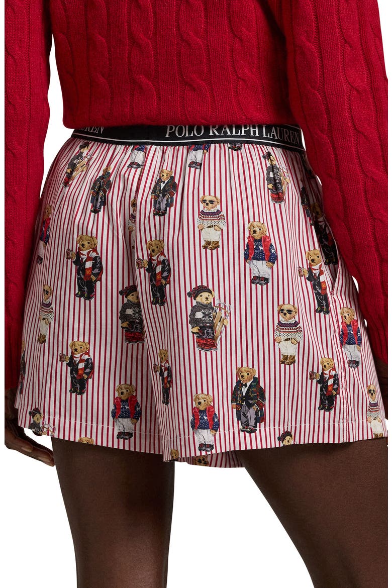 Cotton Boxer Pajama Shorts, Alternate, color, BEAR RED