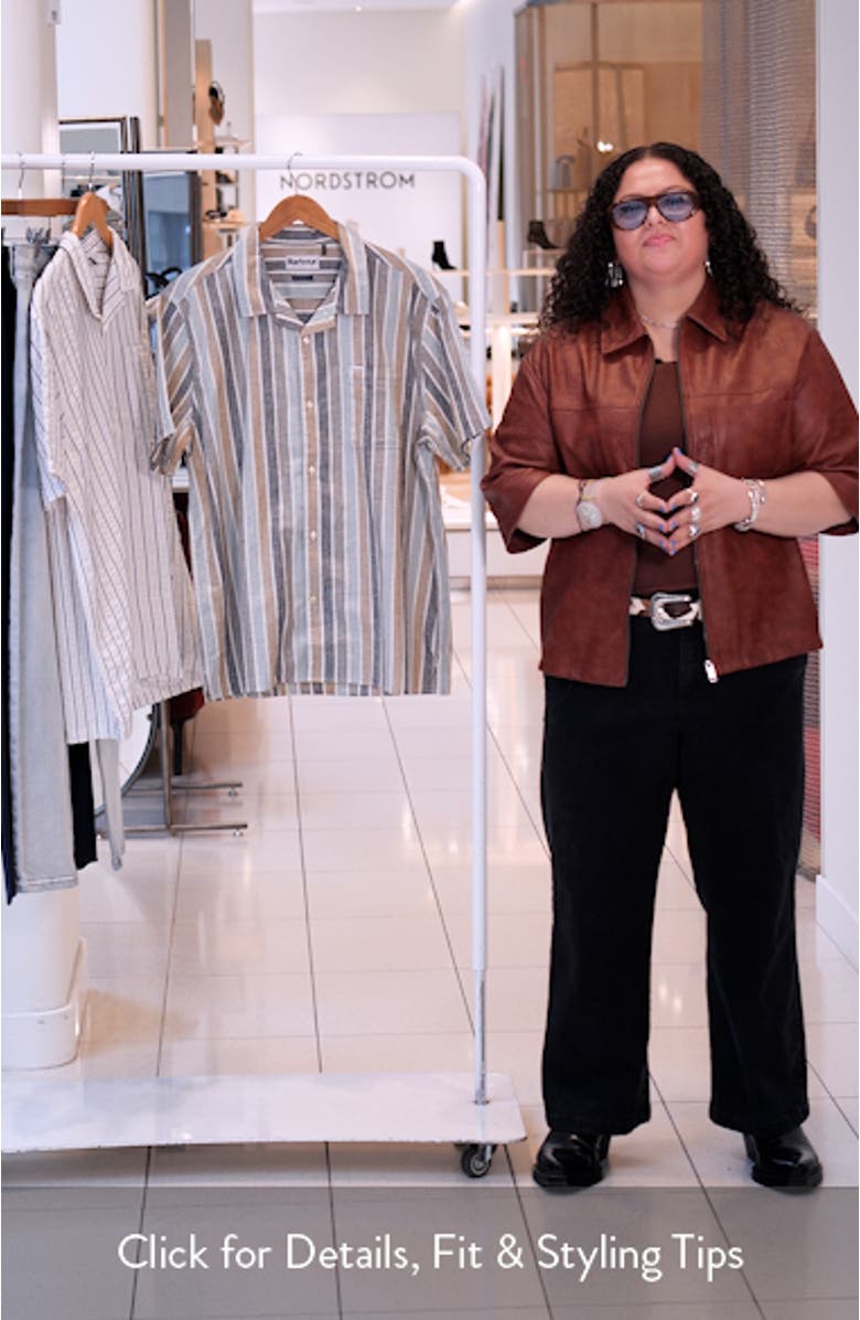 Hayton Stripe Slub Cotton & Linen Camp Shirt, sales video thumbnail