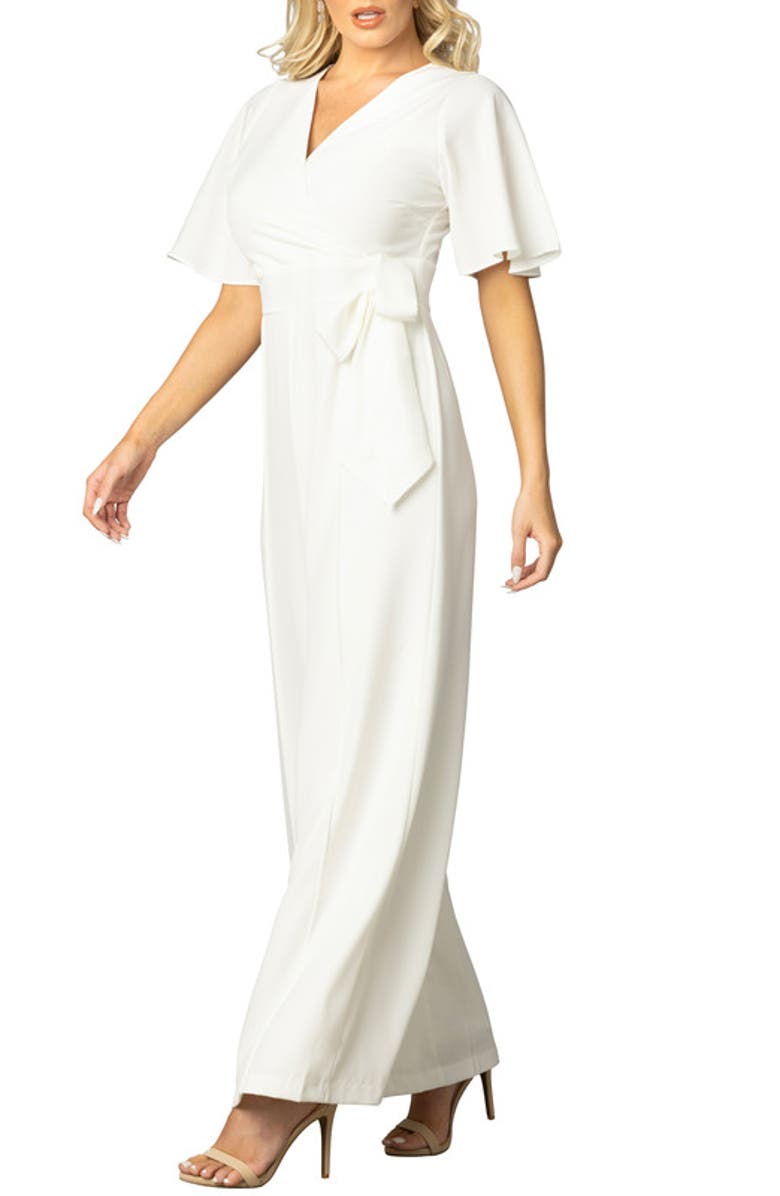 Kiyonna Karina Crepe Jumpsuit, Alternate, color, Ivory