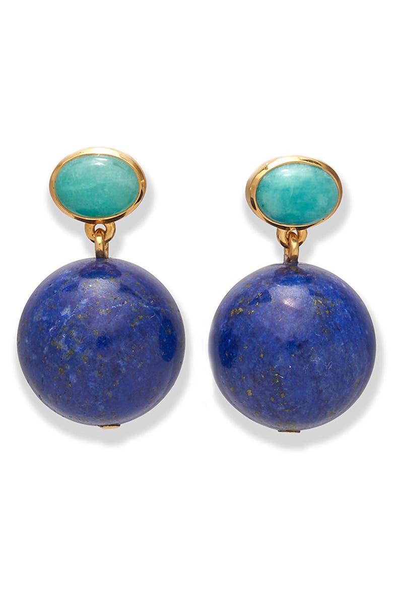 Lizzie Fortunato Umbria Lapis & Amazonite Drop Earrings, Main, color, Blue