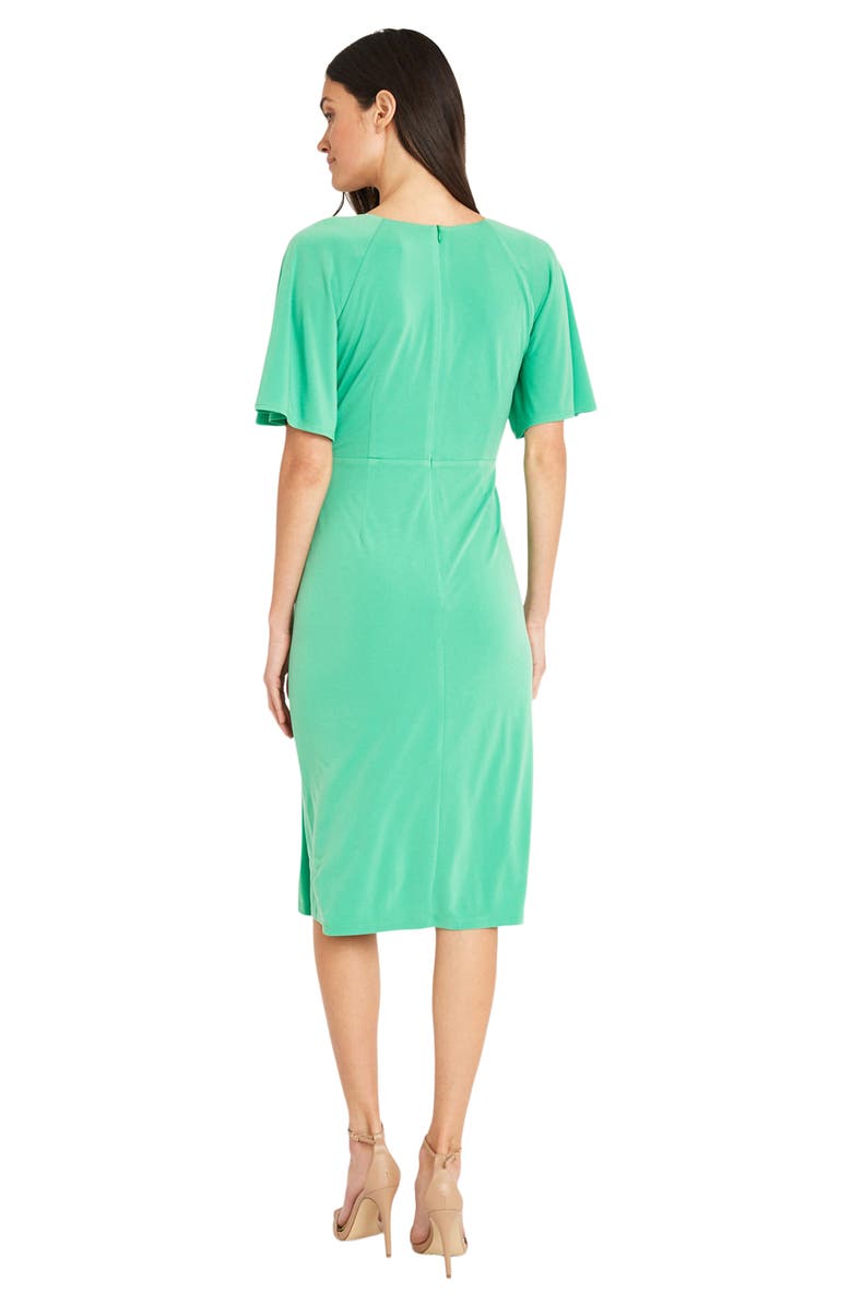Maggy London Flutter Sleeve Faux Wrap Dress, Alternate, color, Ming Green