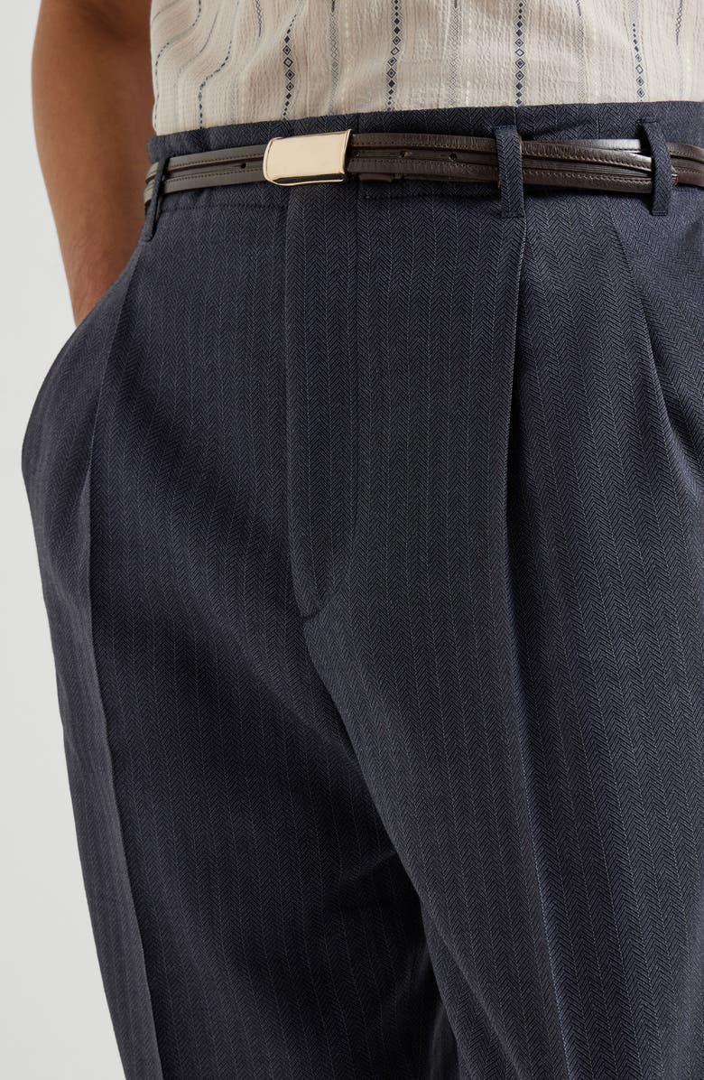 Brunello Cucinelli Chevron trousers, Alternate, color, Navy Blue