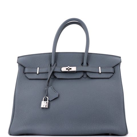 Birkin Handbag Blue Togo with Palladium Hardware 35