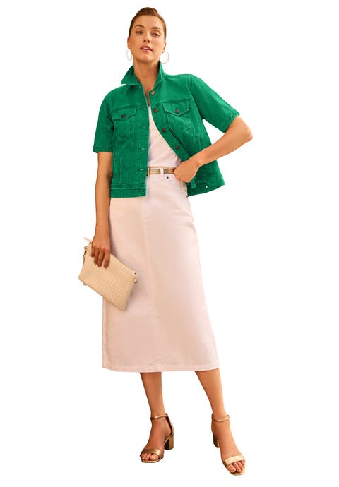 Short Sleeve Denim Jacket (Plus)