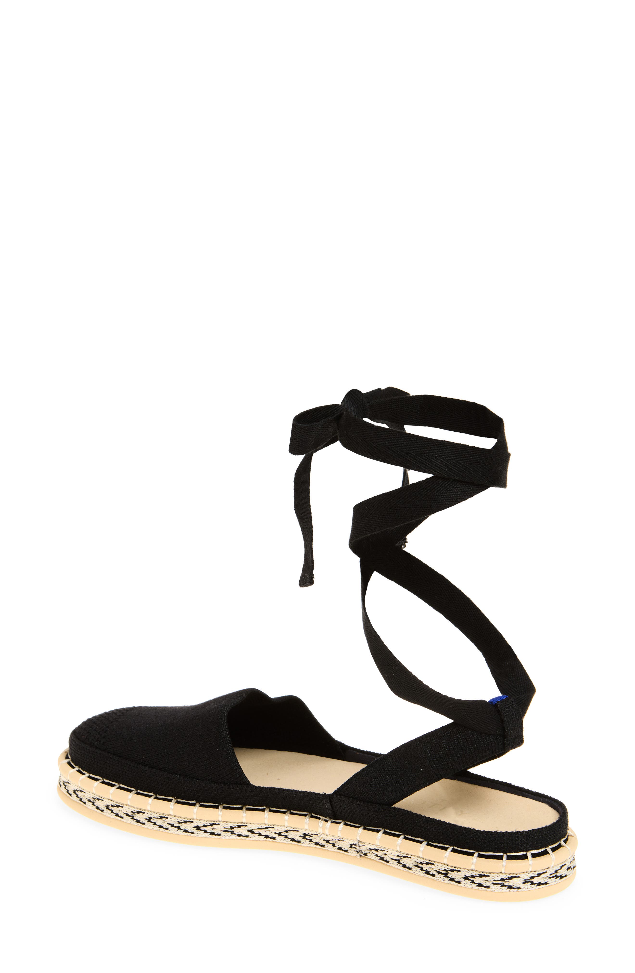 Rothy's The d'Orsay Ankle Tie Espadrille Flat, Alternate, color, Black