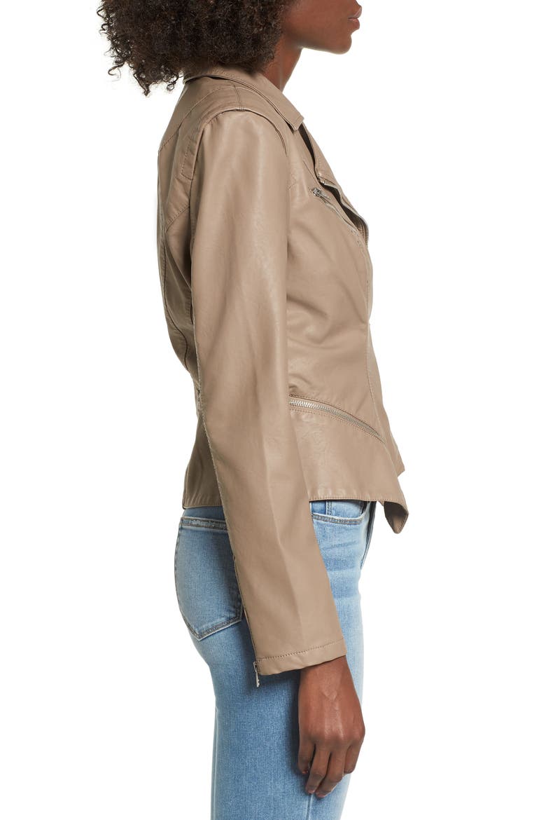 Faux Leather Moto Jacket, Alternate, color, SAND STONER