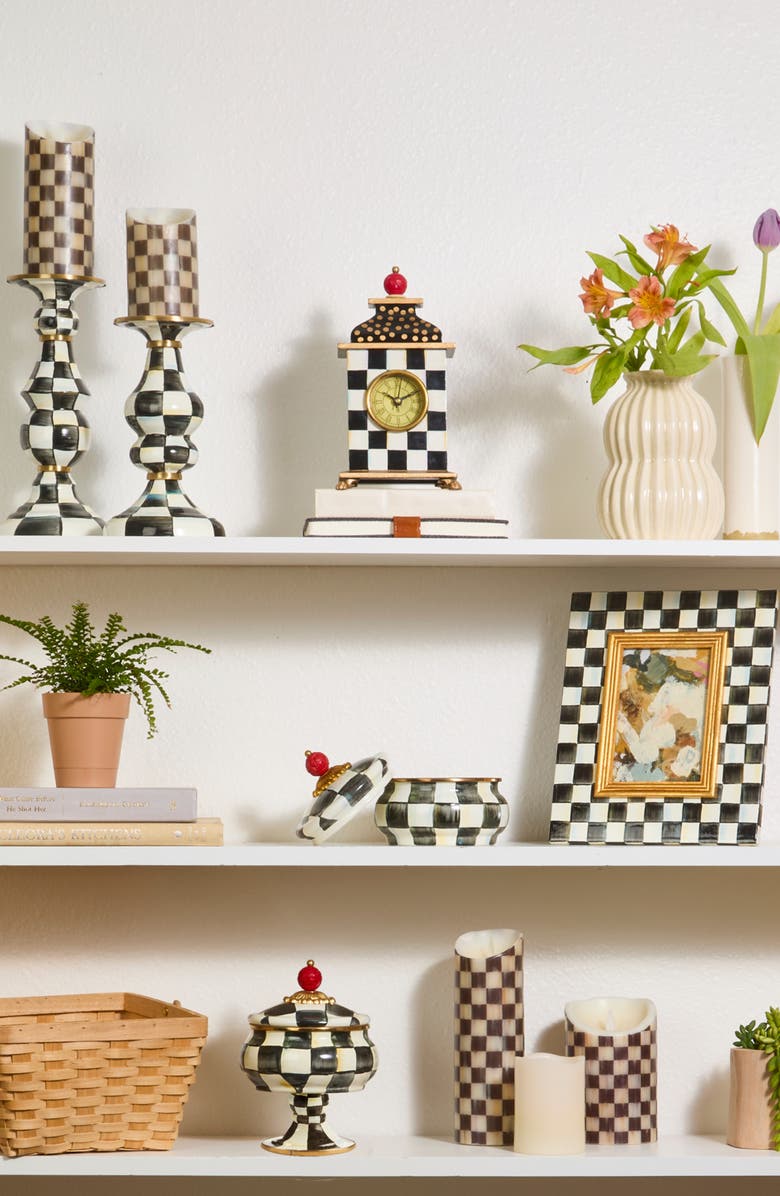 MACKENZIE CHILDS Courtly Check Large Pillar Candleholder, Alternate, color, Black/ White