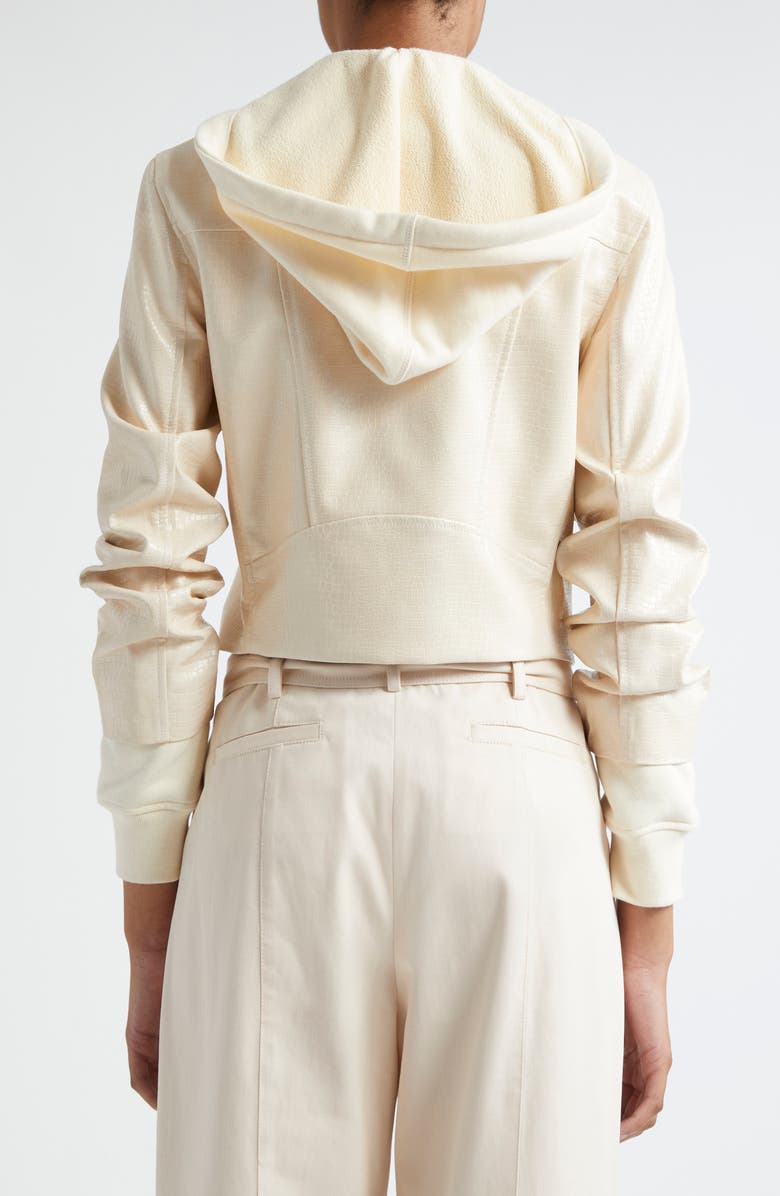 Cinq à Sept Evie Snakeprint Embossed Mixed Media Faux Leather Moto Jacket, Alternate, color, 