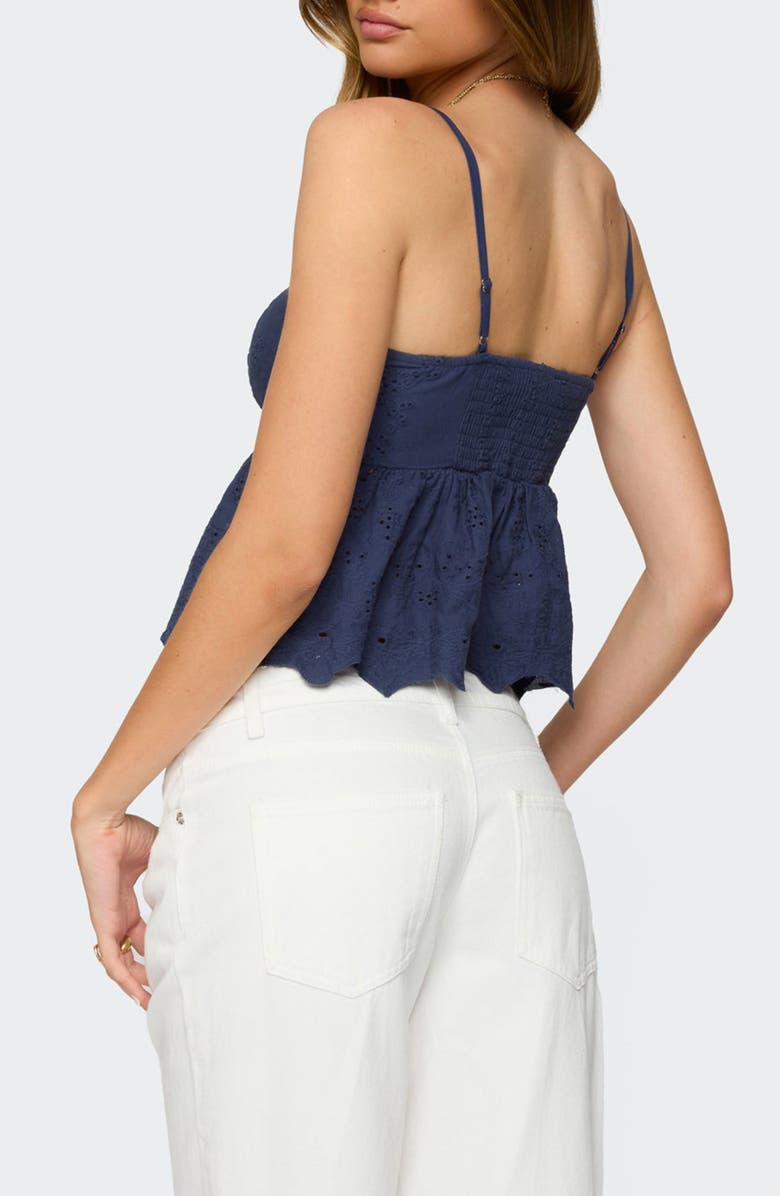 EDIKTED Emme Cotton Eyelet Crop Top, Alternate, color, Blue