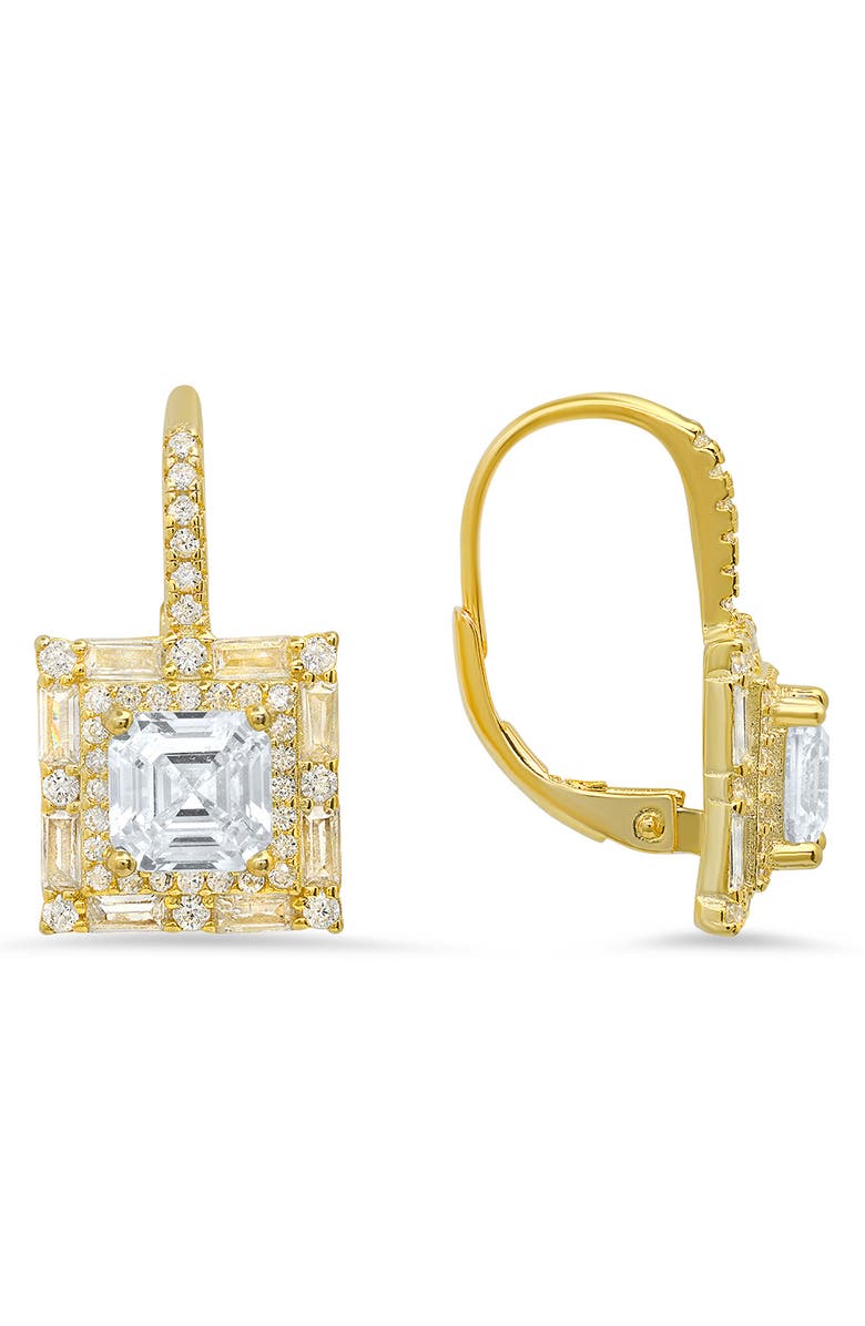 Queen Jewels Sterling Silver Asscher Cut CZ Drop Earrings, Main, color, Gold