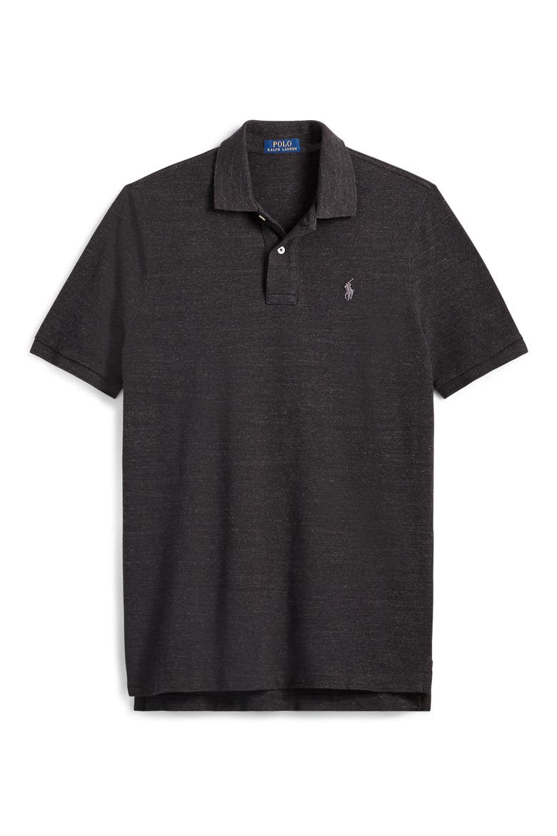 Cotton Polo, Alternate, color, BLACK MARL HEATHER
