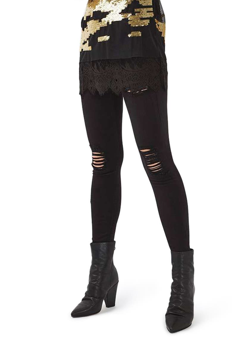 Topshop Ripped High Waist Ankle Skinny Jeans, Main, color, 