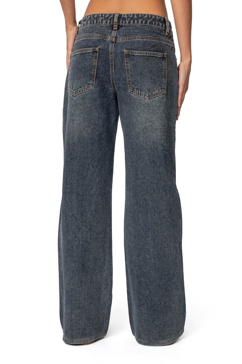 Contrast Panel Low Rise Wide Leg Jeans, Alternate, color, DARK-BLUE