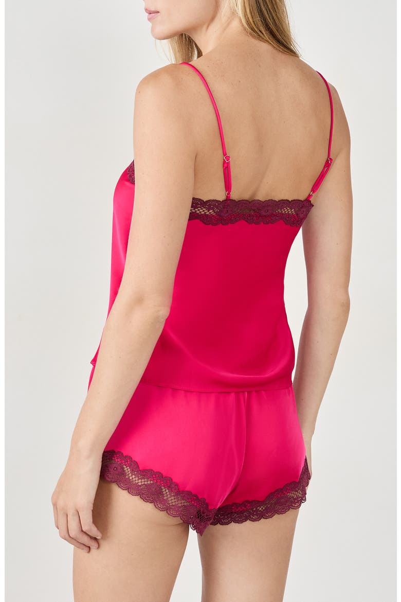 Attitude Lace Trim Satin Camisole, Alternate, color, PETUNIA