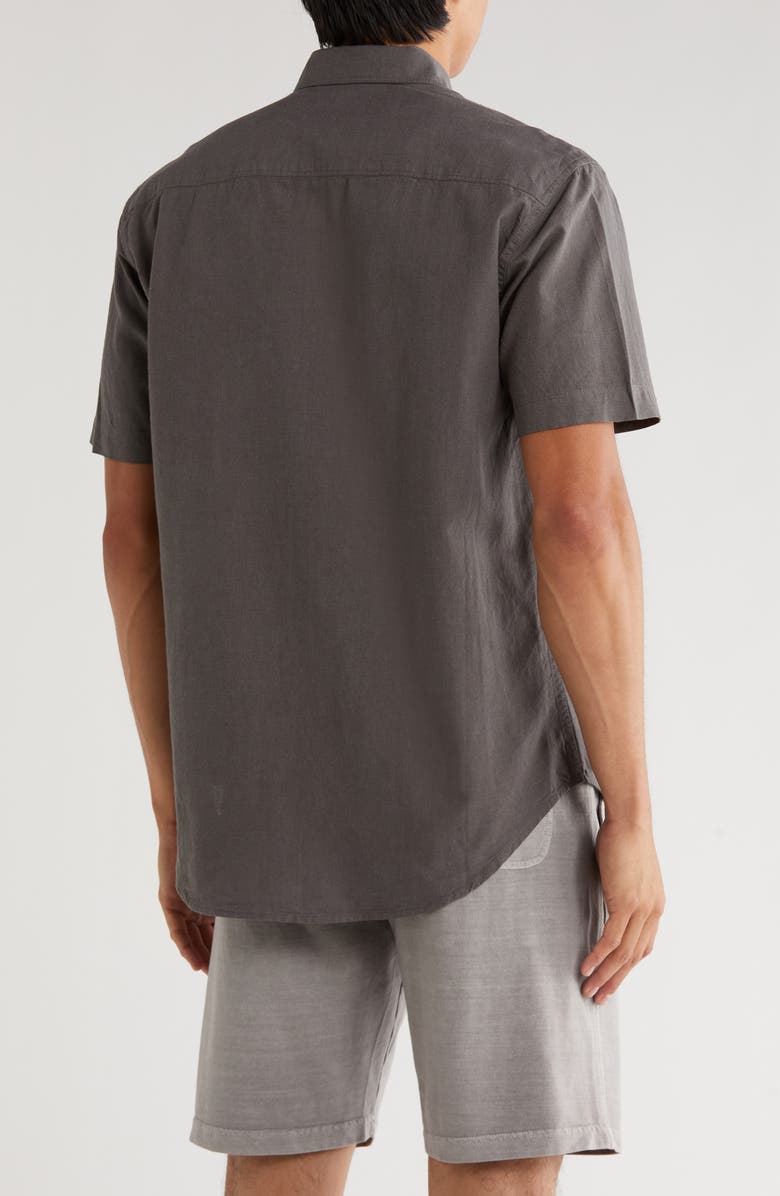 Coastaoro Aarav Short Sleeve Linen Blend Button-Up Shirt, Alternate, color, Charcoal