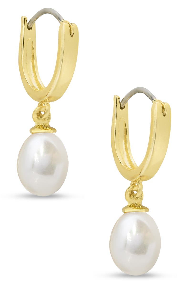 Lily Nily Kids' Pearl Drop Hoop Earrings, Main, color, Gold