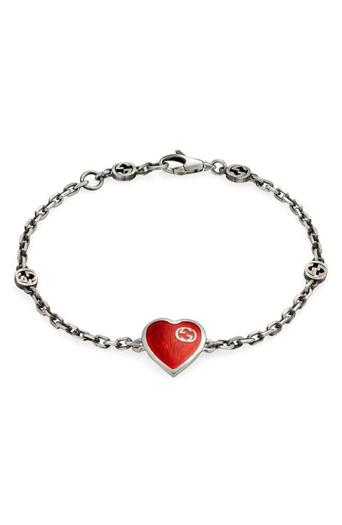 Extra Small Interlocking-G Red Heart Bracelet