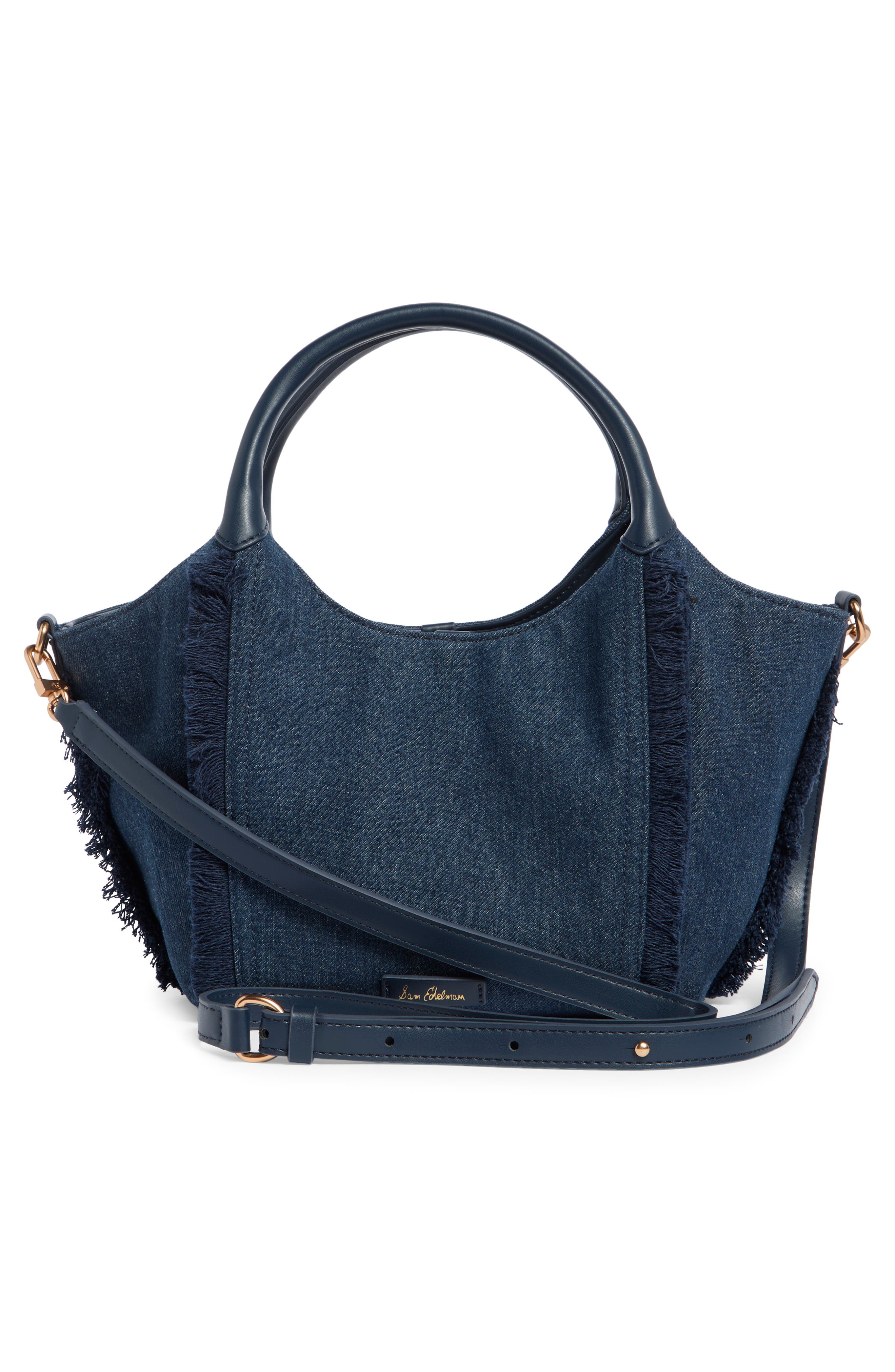 Sam Edelman Mini Sydney Denim Bucket Tote, Alternate, color, Navy