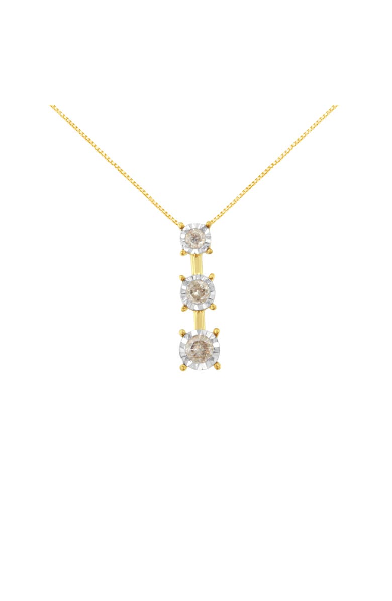 Haus of Brilliance 10K Yellow Gold 1/4 cttw Diamond Graduating 3 Stone Drop 18" Pendant Necklace, Main, color, Yellow