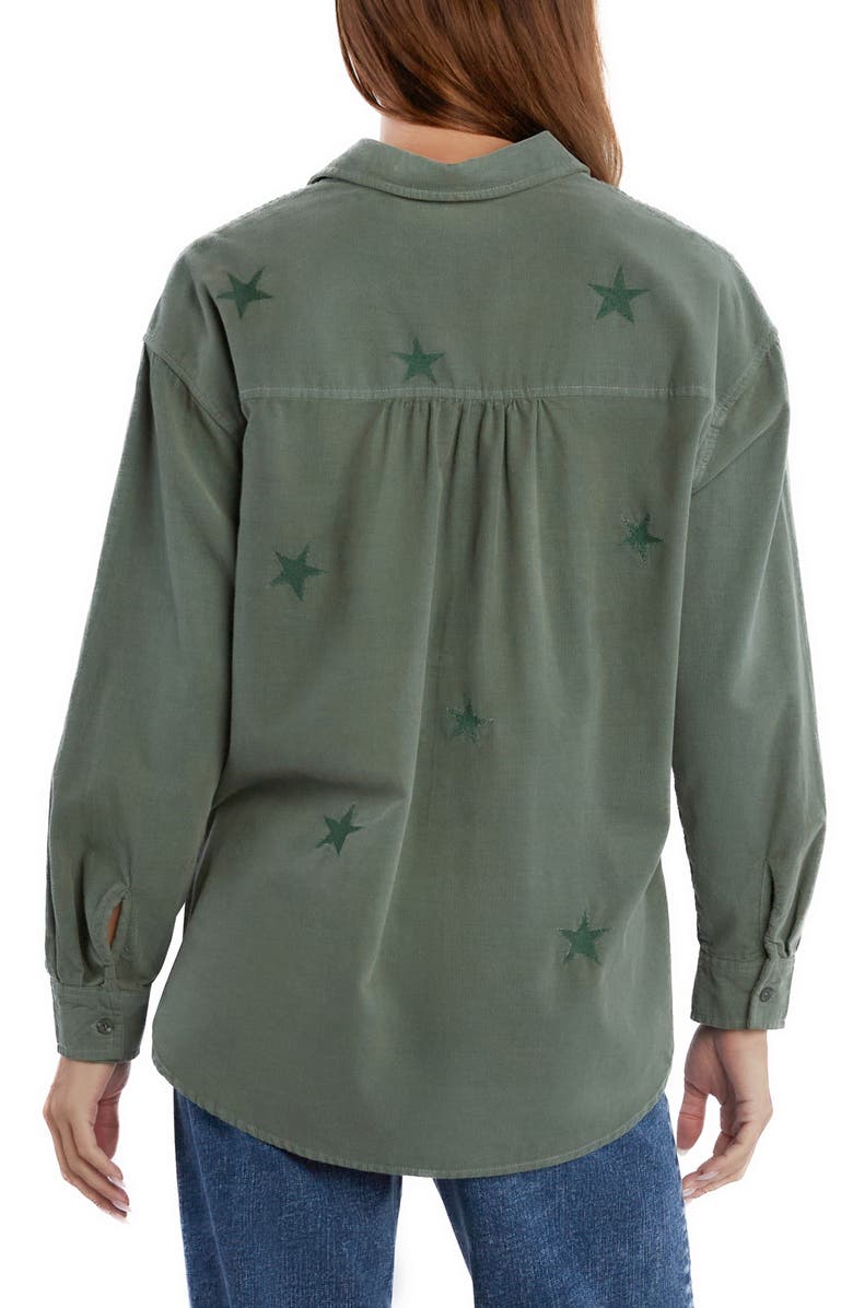 Billy T Mighty Star Embroidered Corduroy Button-Up Shirt, Alternate, color, Army