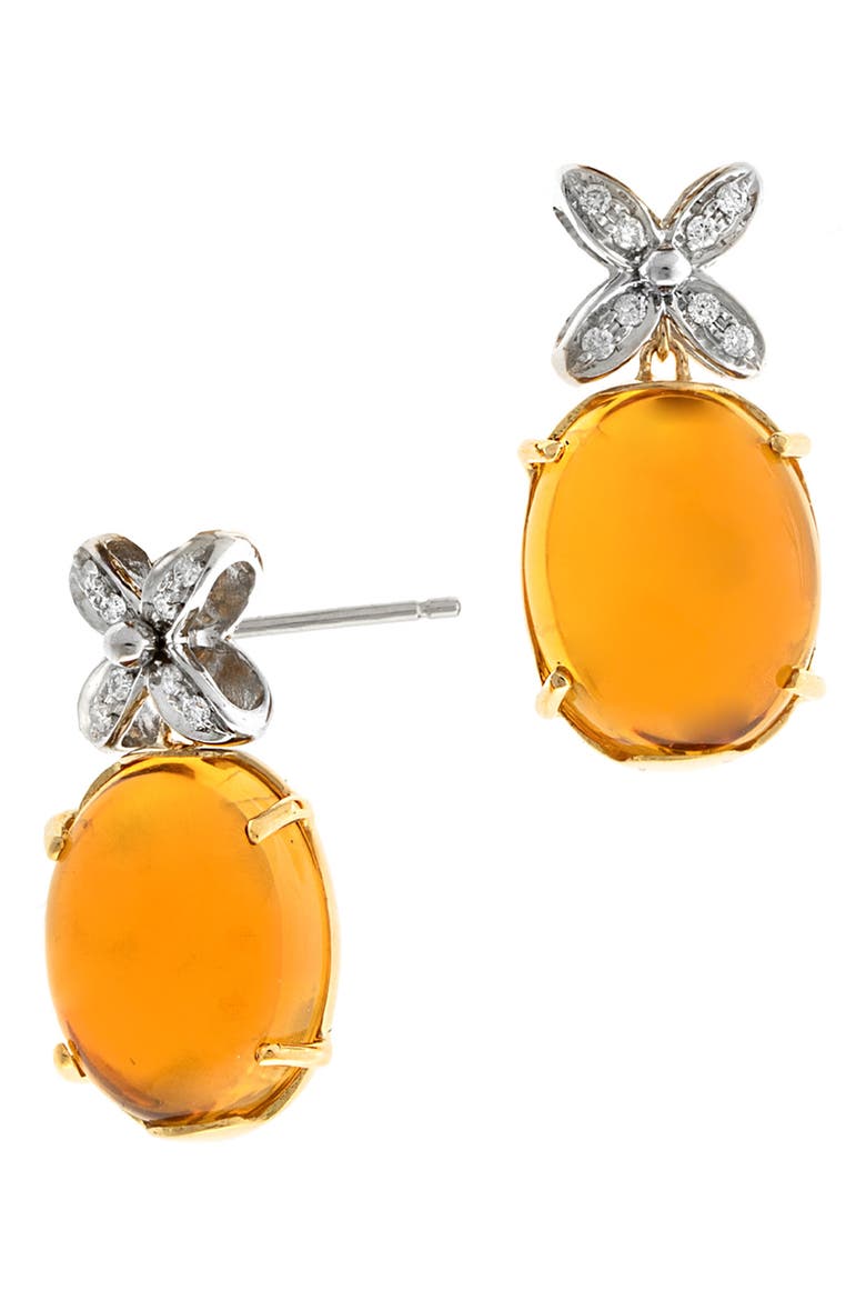 Marrakech Onde 18K Gold & Yellow Quartz Earrings, Main, color, YELLOW/ WHITE GOLD