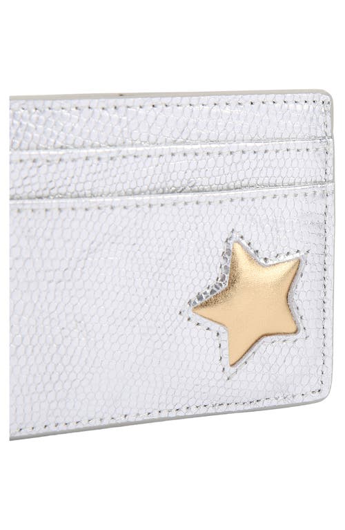 Kurt Geiger London Star Metallic Leather Card Holder In Open Grey
