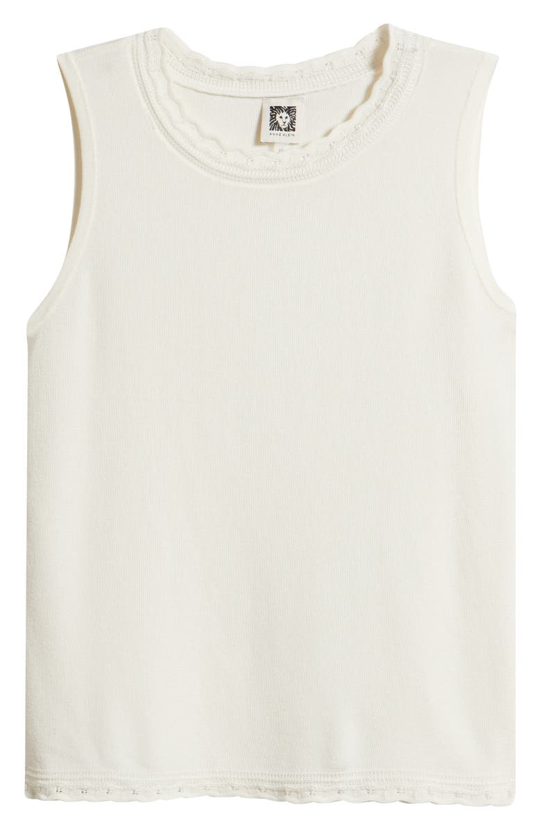 Anne Klein Scallop Trim Sleeveless Sweater, Alternate, color, White Dove