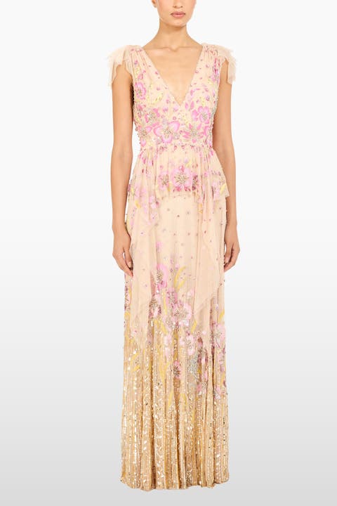 Flower Power Floral Sequin-Embellished Gown