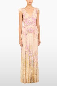 Jenny Packham Flower Power Floral Sequin-Embellished Gown