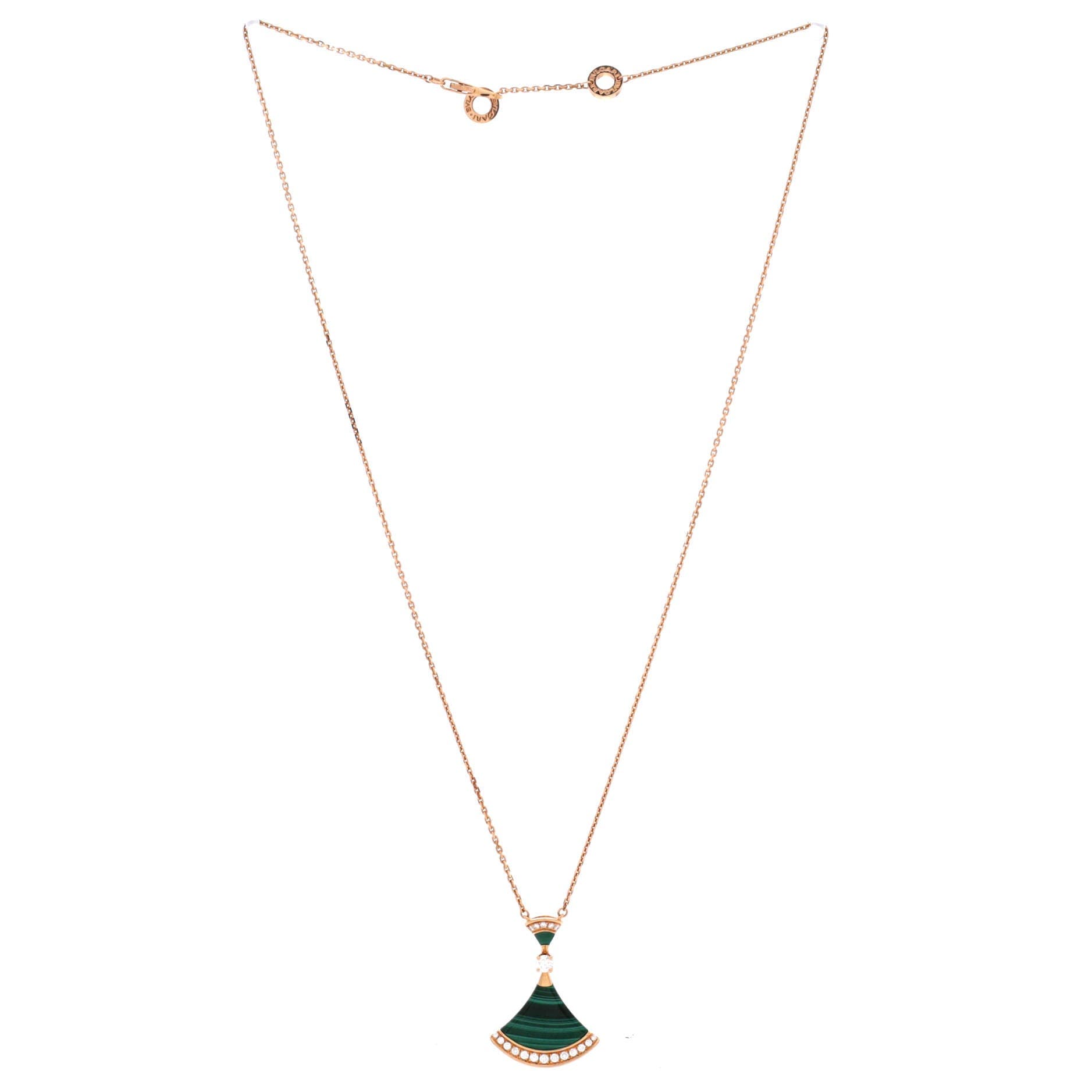 Divas' Dream Pendant Necklace 18K Rose Gold with Malachite and Diamonds Large, Alternate, color, Metallic Gold