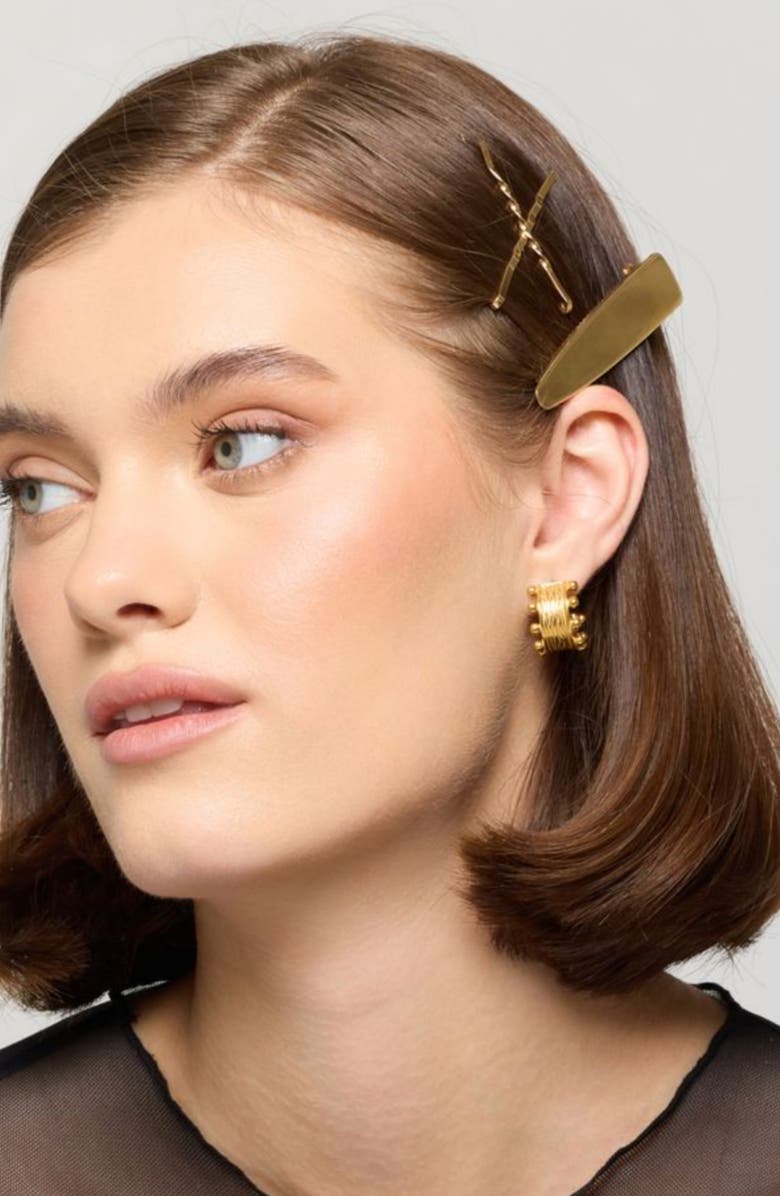 MacRae & Co. Crown Hoop Earrings, Alternate, color, Gold