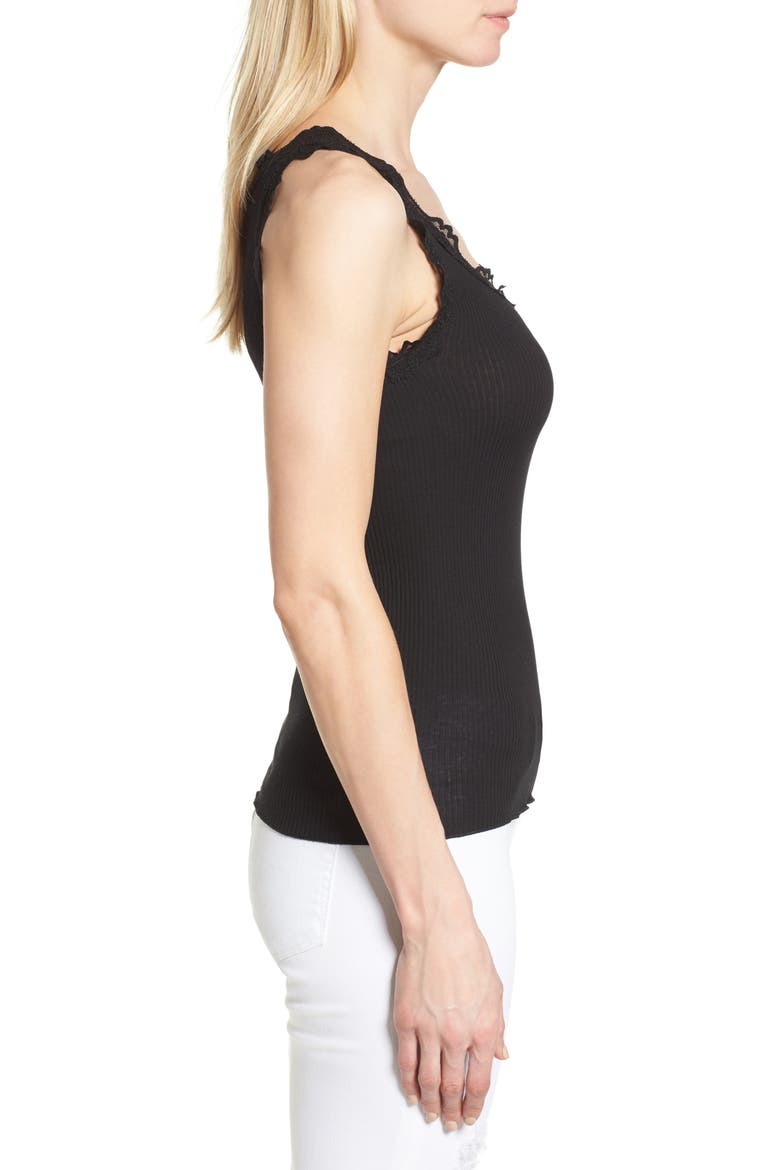 Babette Lace Trim Tank, Alternate, color, BLACK