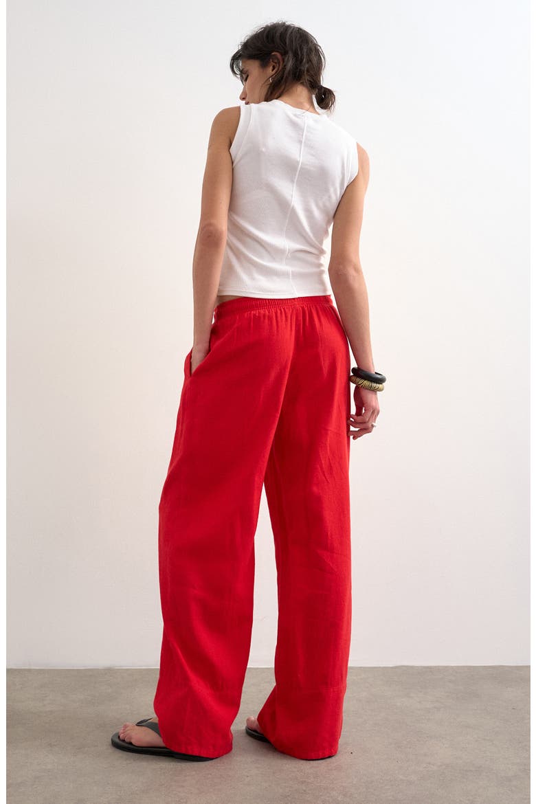 Linen Blend Straight Leg Pants, Alternate, color, RED