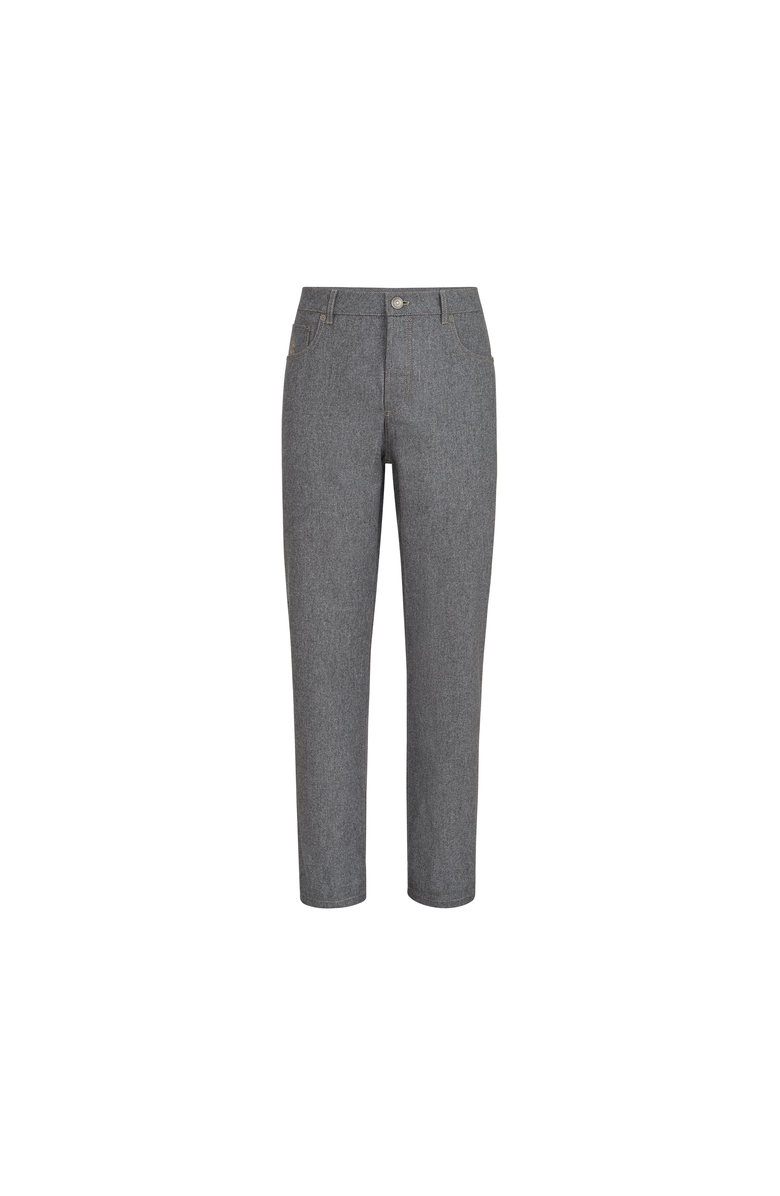 Brunello Cucinelli Virgin wool flannel five-pocket trousers, Alternate, color, Camel