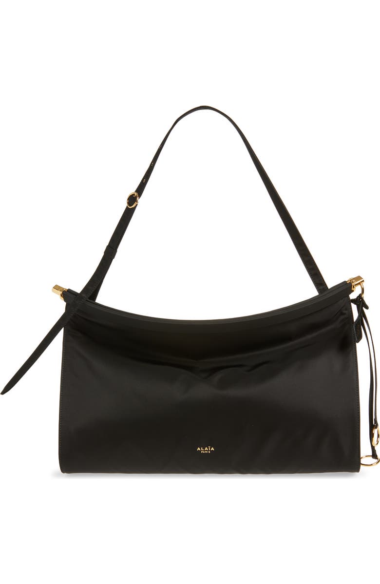 Alaïa Le Click Nylon East/West Shoulder Bag, Main, color, Noir