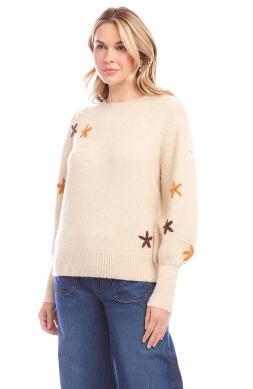 Karen Kane Embroidered Flower Sweater In Neutral