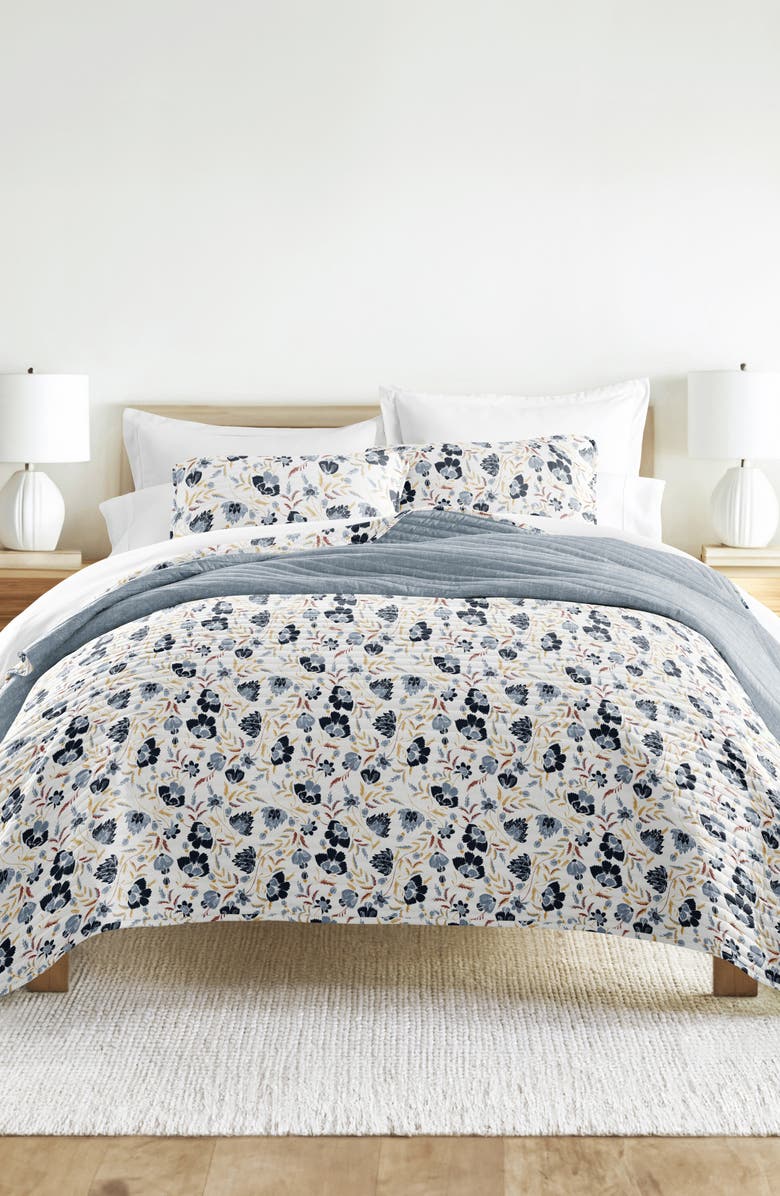 HOMESPUN Pattern Reversible Quilt & Sham Set, Alternate, color, Jacobean Light Blue