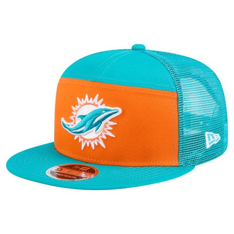 Men's New Era Orange/Aqua Miami Dolphins Outdoor Split Panel 9FIFTY Snapback Hat