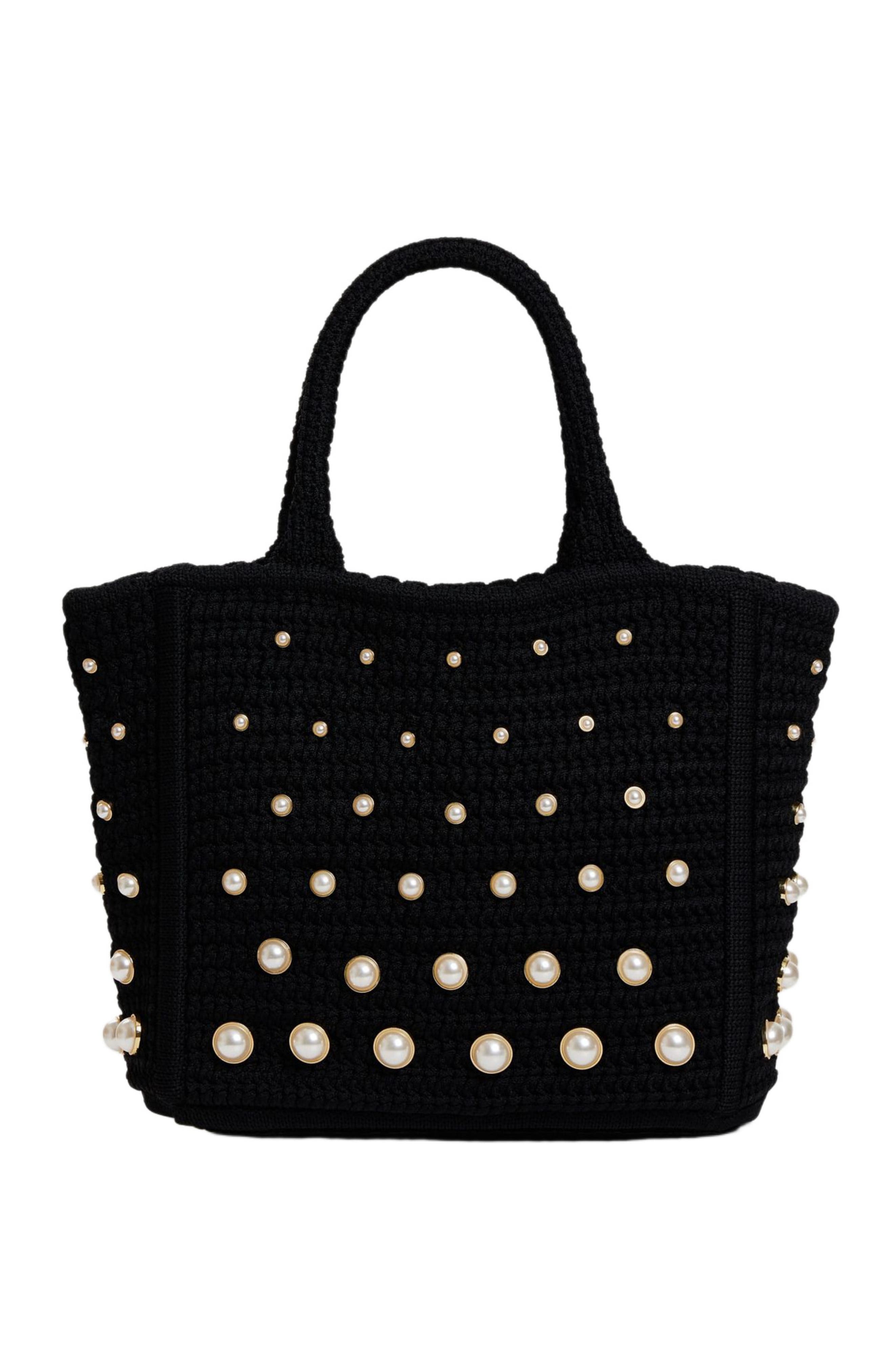 SANDRO Beaded crochet bag, Alternate, color, Black