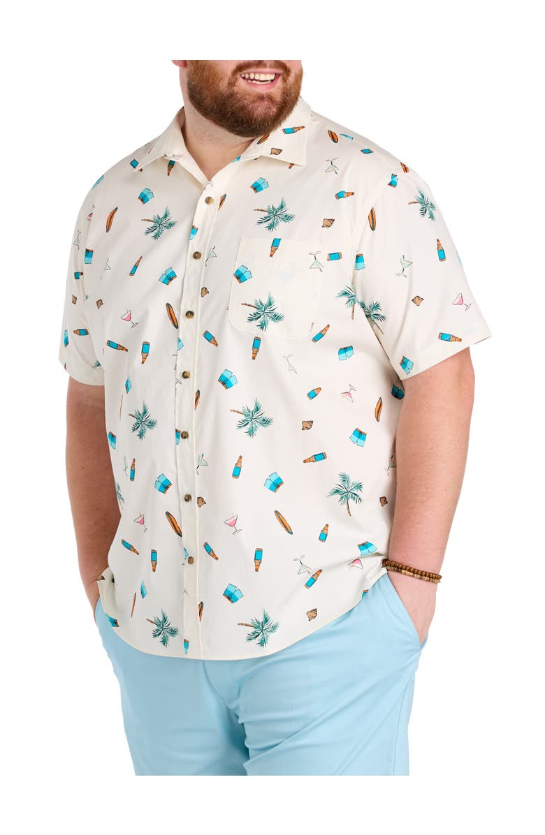 Oak Hill by DXL Big & Tall  Tropical Drink Sport Shirt V2, Main, color, Sea Salt