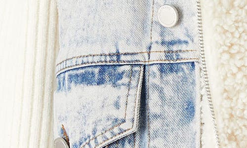 Blanknyc Denim & High Pile Fleece Trucker Vest In White