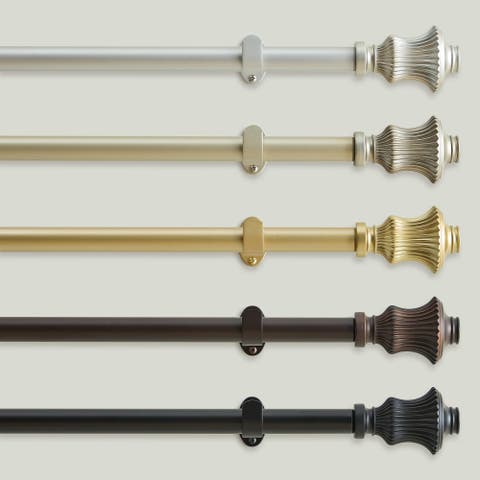 Palazzo Single Curtain Rod With Fluted Bell Shaped Finial Design