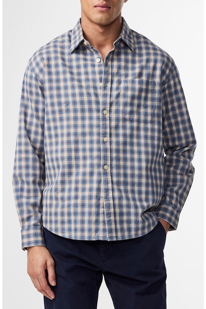 Deon 5465 Organic Cotton Button-Up Shirt, Main, color, BLUE CHECK