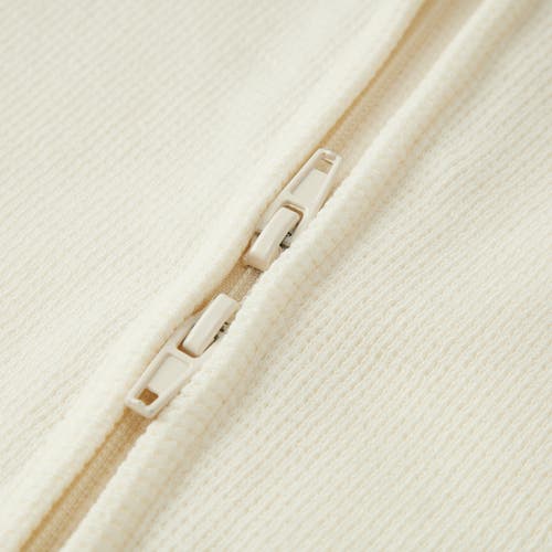Milkbarn Waffle Zipper Footed Romper In White