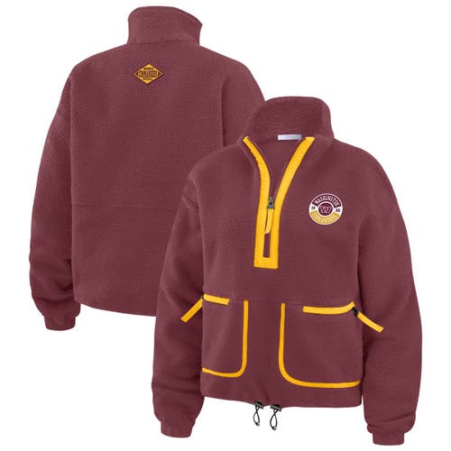 Wear By Erin Andrews Burgundy Washington Commanders Polar Fleece Half-zip Jacket
